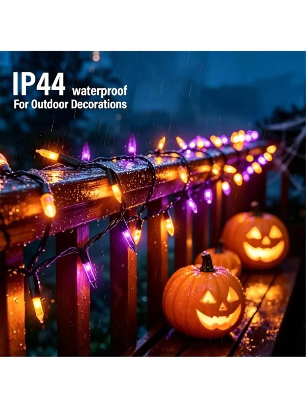 Purple and Orange Halloween Lights, 20FT 100 Count Incandescent Mini String
